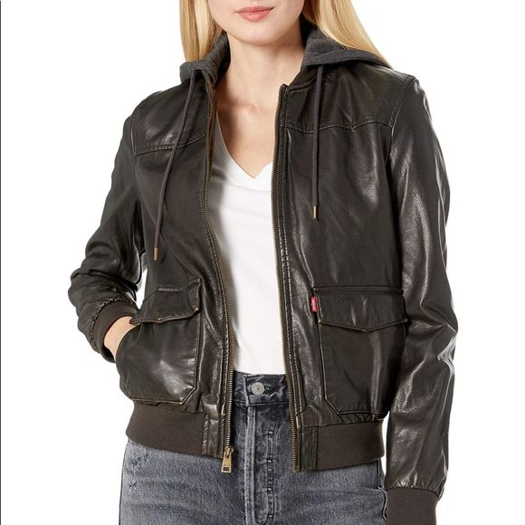 Levi's hooded sherpa bomber jacket Clearance